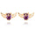 Owl Ear Studs Purple Zircon 18K Gold Galvanized