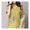 Loose Plus Size Cotton&Flax Casual Top T-shirt   yellow green