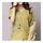 Loose Plus Size Cotton&Flax Casual Top T-shirt   yellow green