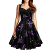 Hepburn Style Vintage Big Peplum Printing Dress  purple