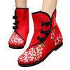 Vintage Beijing Cloth Shoes Embroidered Boots 12-02   red with cotton  35
