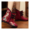 Peacock Vintage Beijing Cloth Shoes Embroidered Boots claret 35
