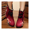 Peacock Vintage Beijing Cloth Shoes Embroidered Boots claret 35
