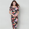 Hot Women Floral Print Slim Dress Bandage Bodycon Stretch Mini Pencil Dress