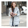 Woman A Shape Thick Hoodied Woolen Middle Long Down Coat     baby blue