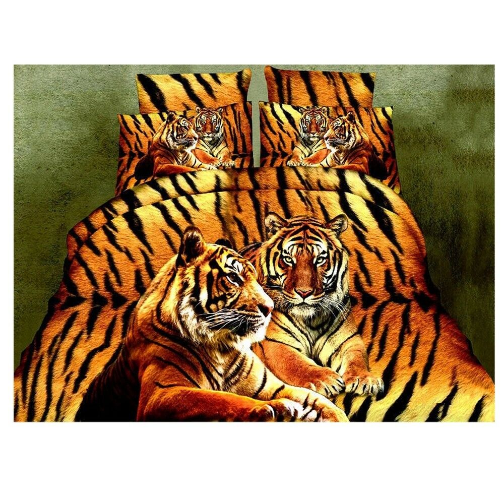 3D Active Printing Bed Quilt Duvet Sheet Cover 4PC Set Upscale Cotton 005