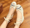 Vintage Chinesisch Ethnische Stickerei Hoher Absatz Aufzug Tanzen Schuhe Vögel
