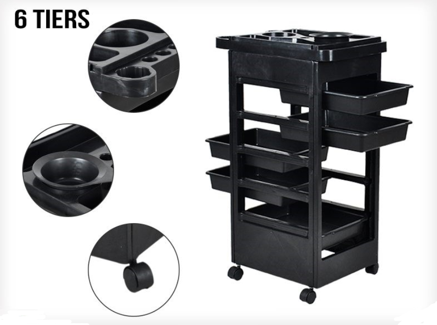 Beauty Salon Spa Hairdressing Tools Storage Rolling Trolley Caster  5 drawers