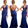 Sexy Lace Chiffon Backless Evening Formal Party Cocktail Long Dress Prom  RED