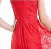 Romantique Bleu Roi / Rouge Dentelle Boutique Maxi Longueur Train Robe Soirée