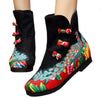 Vintage Beijing Cloth Shoes Embroidered Boots black thin shoes 35