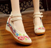 Vintage Chinesisch Ethnische Stickerei Hoher Absatz Aufzug Tanzen Schuhe Phönix