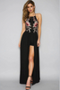 Sexy Black/White/Blue Rose Floral Embroidered High Low Boutique Party Dress