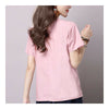 Loose Plus Size Cotton&Flax Casual Top T-shirt  pink