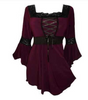 Plus Size Victorian Gothic Sweetheart Bell Sleeves Lace Corset Top T-shirt