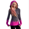 Mujer Estilo Urbano Popular 2 Colores Azul Gris Lila Degradado Top con Capucha