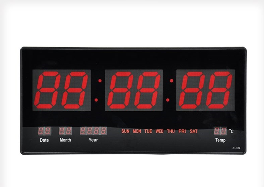 Wall Mount Digital Clock LED Electric Modern Day Date Calendar