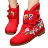 Vintage Beijing Cloth Shoes Embroidered Boots red 35