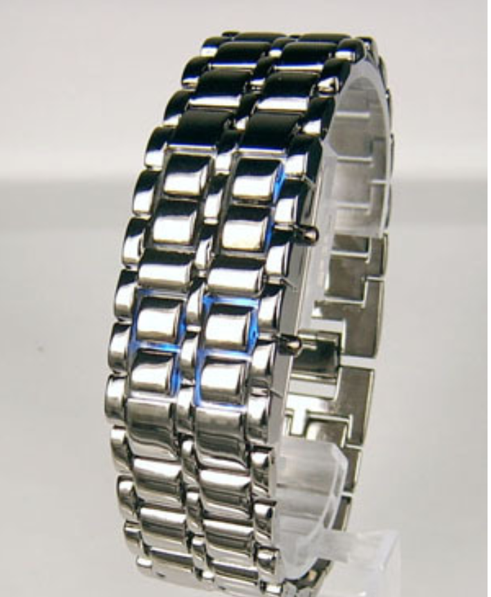 Fashion Black Full Metal Digital Lava Wrist Watch Men Blue LED Display Mens  Watches Gifts for Male Boy Sport Creative Clock