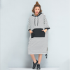 Black & White Stripe Oversized Hoodie Sweatshirt Jumper Dress Plus Size