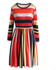 Fashion Multi Stripe Casual Long Blouse Shirt Top One-Piece Dress