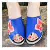 Old Beijing Cloth Embroidered Shoes Peep-toe   blue