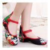 Chinese Embroidered Floral Shoes Women Ballerina Mary Jane Flat Ballet Cotton Lo
