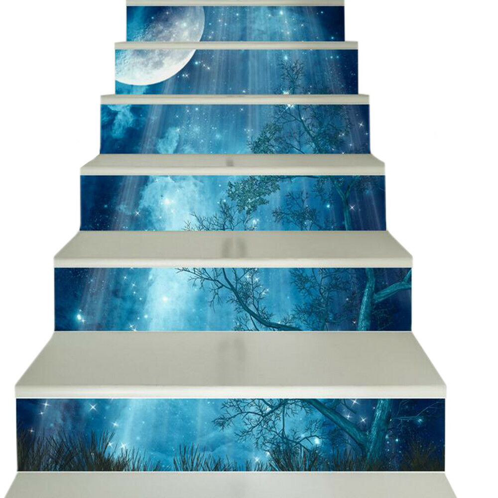 New 3D DIY PVC Waterproof  Stair Decals Wall  Floor Moonlights  Sticker qs016