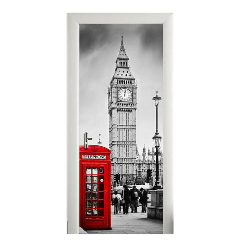 New 3D DIY PVC Waterproof  Door Wall Mural Sticker Big Ben qd035