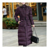Big Fur Collar Plus Size Extra Long Thick Slim Down Coat   purple