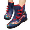 Vintage Peking Stoff Schuhe Bestickt Stiefel 12-03 Blau 35