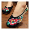 Hibiscus Mutabilis Old Beijing Cloth Embroidered Shoes   black