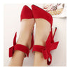 Super Groß Schleifenknopf Spitz Hoher Absatz Peep-Toe Damen Sandalen