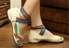 Chinese Embroidered Floral Shoes Women Ballerina Mary Jane Flat Ballet Cotton Lo