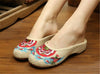 Chinos Bordado Zapatos Mujer Algodón Sandalias Drag Beis