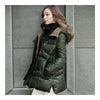 Thick Down Coat Middle Long Plus Size Woman Slim    army green