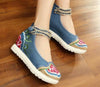 Chinese Ethnic Embroidery Inner high Heel Elevator  Dress Shoes Vintage Flower
