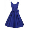 Vintage Hepburn Style Gürtel Einfarbig Kleid Marineblau
