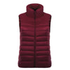 Down Coat Woman Short Slim Thin Light Plus Size Waistcoat   wine red