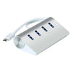 Silver Magnalium Alloy 4 Port Micro USB 3.0 Concentrator