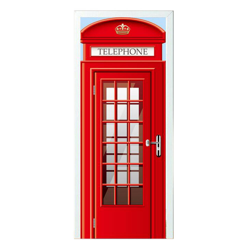 New 3D DIY PVC Waterproof  Door Wall Mural Sticker Telephone booth qd010