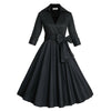Hepburn Estilo Vestido Línea en a Punto Grande Peplo Negro