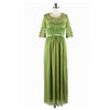 Spitze Makramee Sexy Chiffon Komplettes Kleid Grün