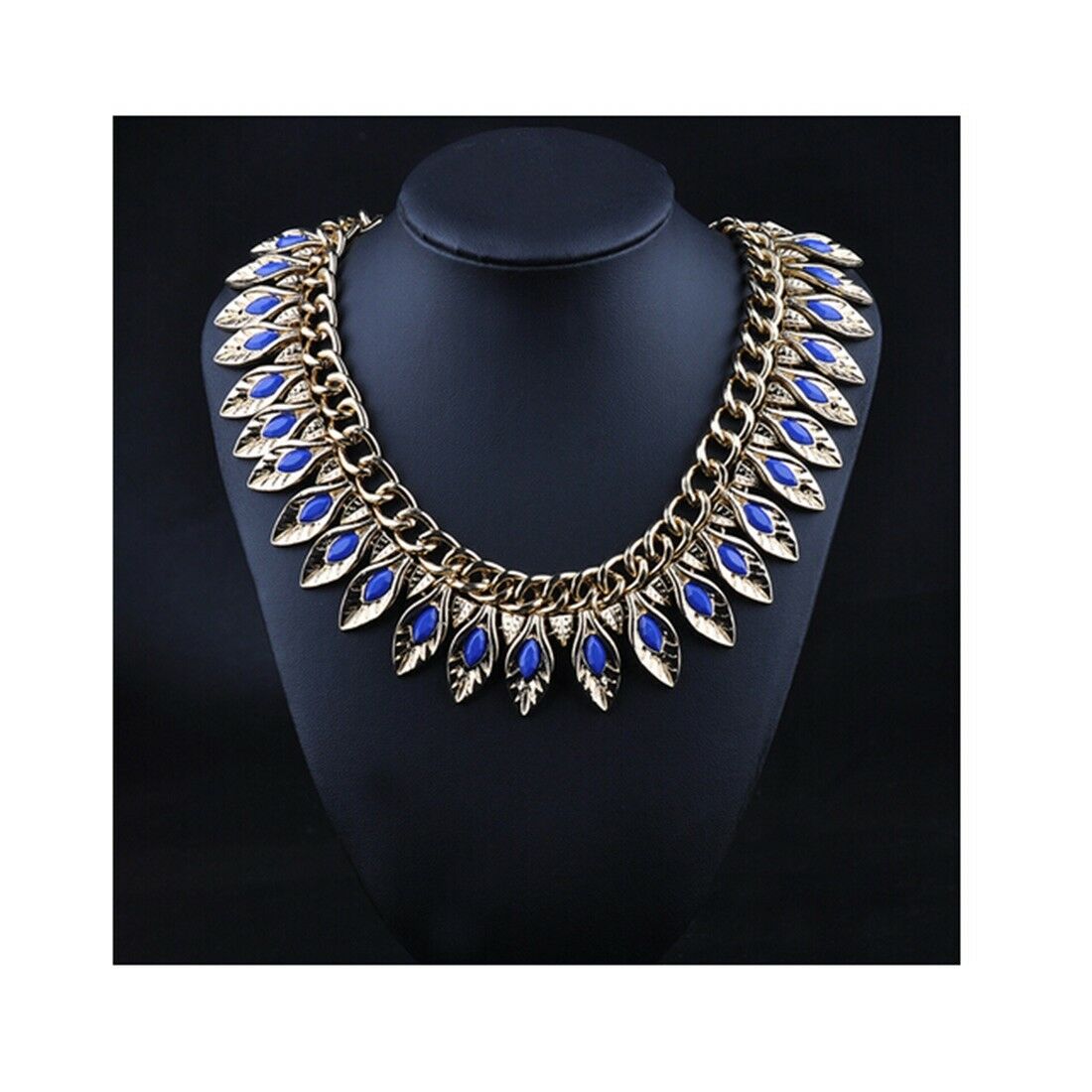 New European Big Brand Golden Leaf Zircon Exaggerated Short Necklace Woman Tempe