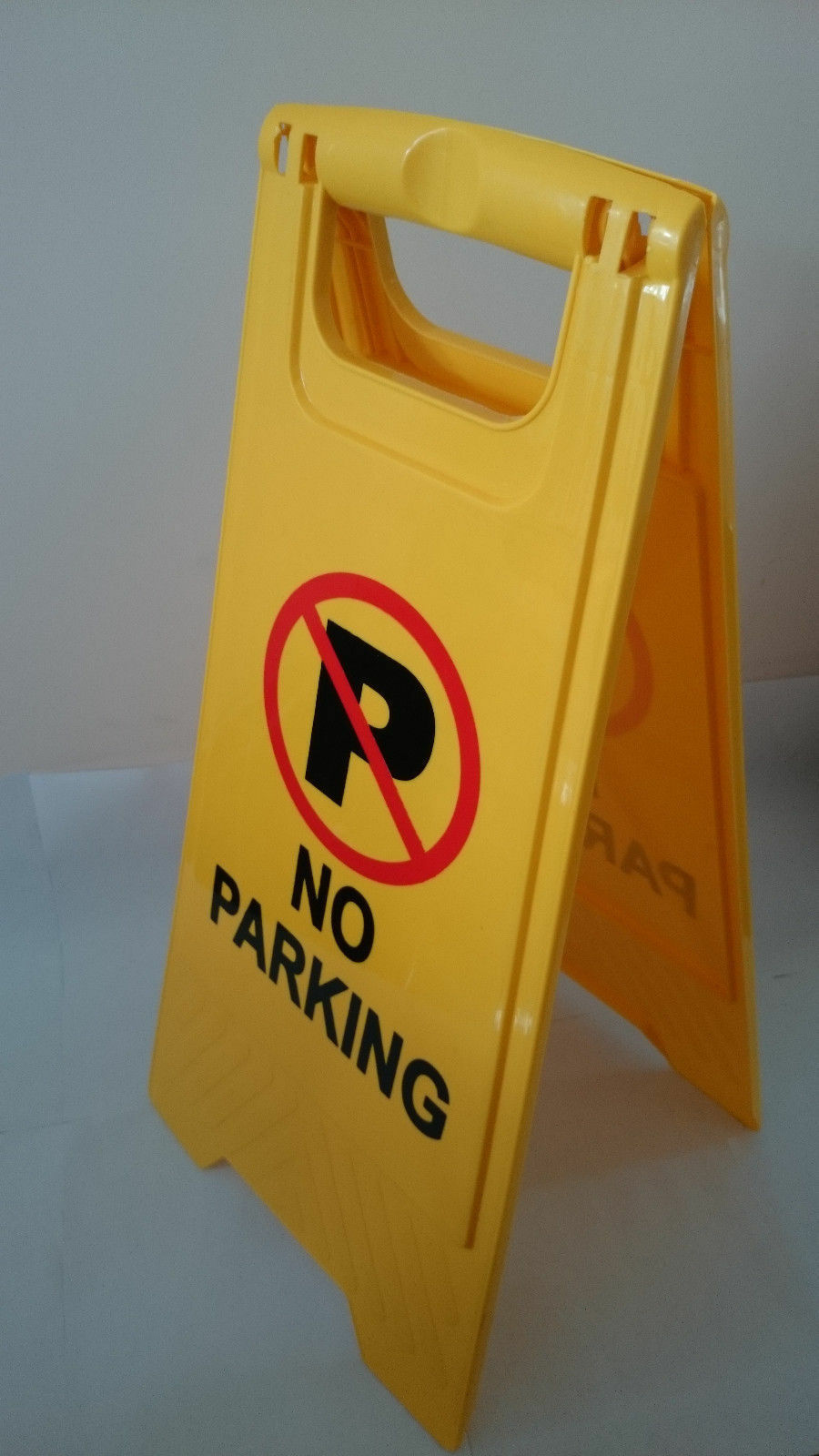 Caution No Parking Double Side Sign Warning Board Bright Yellow Plastic 24