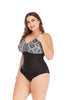Classic Black White Blossom Floral Padded One Piece Swimsuit Padded Bra Tankini