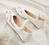 Chinese  Vintage Ethnic Embroidery Ballet Flat Marry Janes Dancing Shoes Orchid