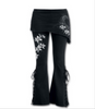 Noir Punk Gothique Plié Floral Dentelle sur Pantalon Jambes Larges Grande Taille