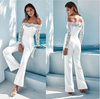 Romantic White Blue Black Eyelash Lace Strapless Jumpsuit Overalls