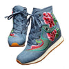 Vintage Peking Stoff Schuhe Bestickt Stiefel Blau 35